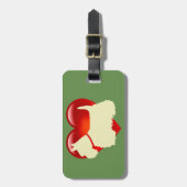 スコティッシュテリア犬、赤いハート、弓、ザズルグリーン ラゲッジタグ (正面縦)