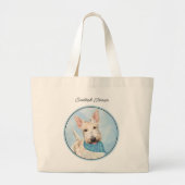 スコティッシュテリア絵を描ーのホエテンオリジナルドッグアート ラージトートバッグ (正面)