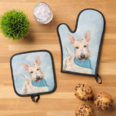 スコティッシュテリア絵を描ーのホエテンオリジナルドッグアート 鍋つかみ&鍋敷きセット (トップダウン)