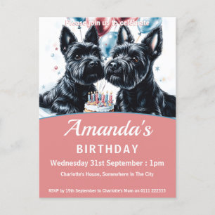 スコティッシュテリア誕生日パーティー インビテーションポストカード