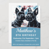 スコティッシュテリア誕生日パーティー 招待状 (正面/裏面)