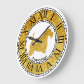 スコティッシュテリア金ゴールドと金ゴールド ラージ壁時計 (傾斜)