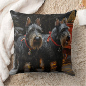 スコティッシュテリア雪そりのクリスマスデコール クッション (ブランケット)