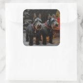 スコティッシュテリア雪そりのクリスマスデコール スクエアシール (バッグ)