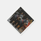 スコティッシュテリア雪そりのクリスマスデコール スタンダードカクテルナプキン (角)