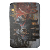 スコティッシュテリア雪そりのクリスマスデコール バスマット (正面縦)