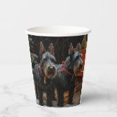 スコティッシュテリア雪そりのクリスマスデコール 紙コップ (正面)