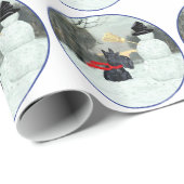 スコティッシュテリア雪だるま ラッピングペーパー (ロールコーナー)