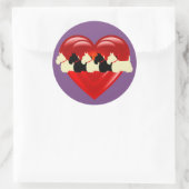 スコティッシュテリア黒/白ダブルハート/カラー ラウンドシール (バッグ)