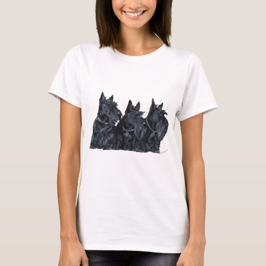 スコティッシュテリア3頭 Tシャツ (正面)