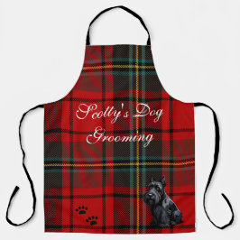 スコティッシュテリア（スコティ）タータンチェック。編集可能 エプロン