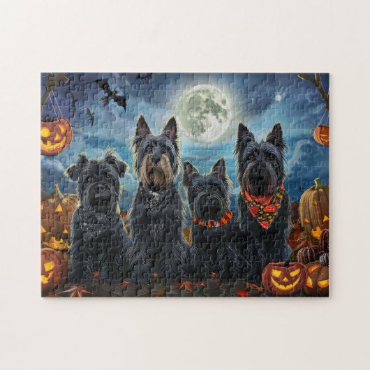 スコティッシュテリア ハロウィーン 怪奇な ジグソーパズル (横)