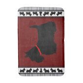 スコティッシュテリア/赤いカラー/灰色のプレイド、赤 バスマット (正面縦)