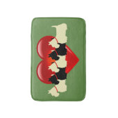 スコティッシュテリア/赤いハート/セージ/ザズルグリーン バスマット (正面縦)