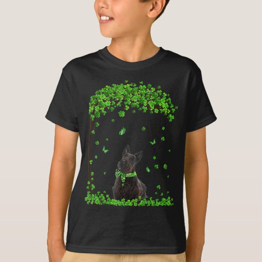 スコティッシュテリアSt patricks day恋人アイリッシュシャーマー Tシャツ (正面)