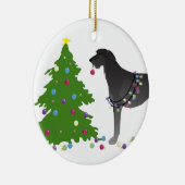 スコティッシュデアハウンドクリスマスデザイン セラミックオーナメント (右)