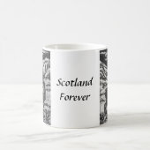 スコティッシュディアインスノーグレンブラック&ホワイトリノカット コーヒーマグカップ (中央)