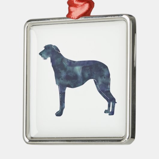 スコティッシュディアハウンド黒水色シルエット メタルオーナメント (左)