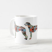 スコティッシュディハウンドジオメトリパターンシルエット コーヒーマグカップ (正面左)