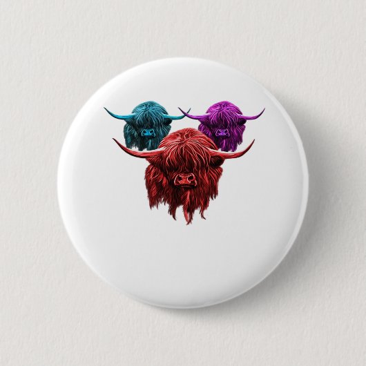 スコティッシュハイカラフルランドカウハクラシックルドTシー 缶バッジ (正面)