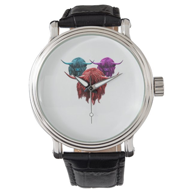スコティッシュハイカラフルランドカウハクラシックルドTシー 腕時計 (正面)