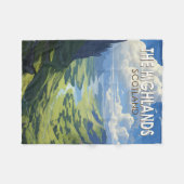 スコティッシュハイランズスコットランド旅行ヴィンテージ フリースブランケット (正面(横))