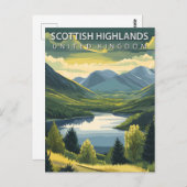 スコティッシュハイランズ統一されたキングダムヴィンテージトラベル ポストカード (正面/裏面)
