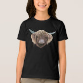 スコティッシュハイランドカウウィーチャーリーフワフワ耳 トライブレンドＴシャツ (正面)