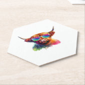 スコティッシュハイランドカウカウカウカウカウボーイブーツ&フラワークラス ペーパーコースター (アングル)