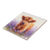 スコティッシュハイランドカウカーフパープルワイルドフラワー タイル (側面)