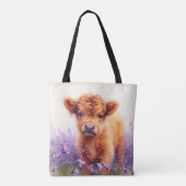 スコティッシュハイランドカウカーフパープルワイルドフラワー トートバッグ (裏面)
