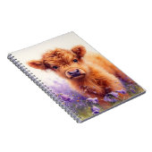 スコティッシュハイランドカウカーフパープルワイルドフラワー ノートブック (右側)