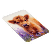 スコティッシュハイランドカウカーフワイルドフラワーフレキシブル マグネット (右側)