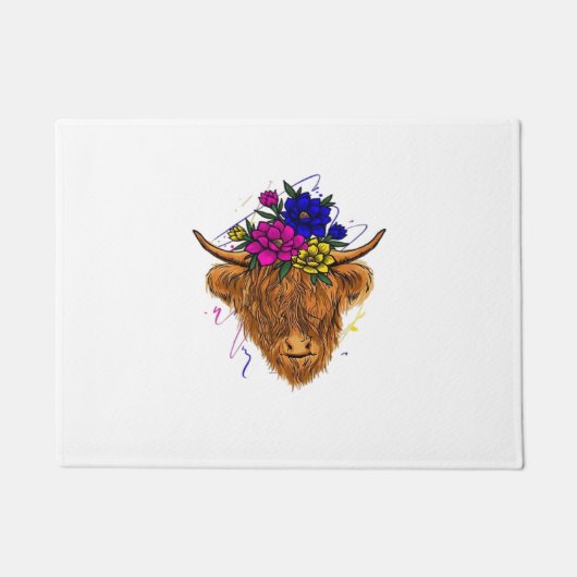 スコティッシュハイランドカウキャトルカウウイスパーラー農業 ドアマット (正面)