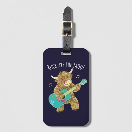 スコティッシュハイランドカウギタリストのロックアイザモー! ラゲッジタグ (正面縦)