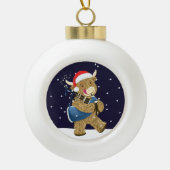 スコティッシュハイランドカウクリスマスイパー セラミックボールオーナメント (正面)