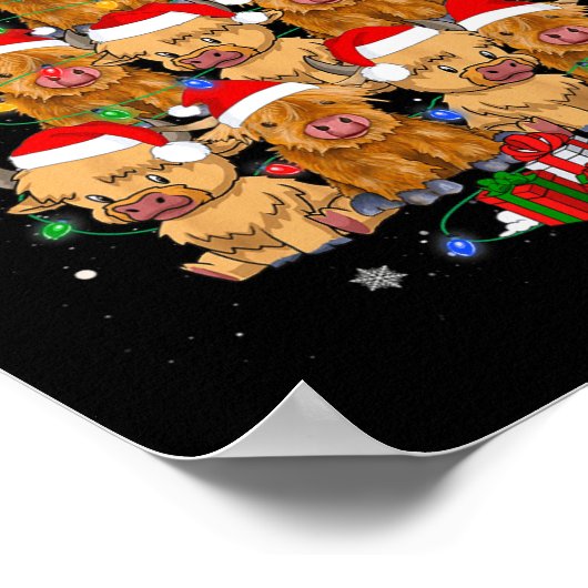 スコティッシュハイランドカウクリスマスツリーおもしろいカウロフ ポスター (角)