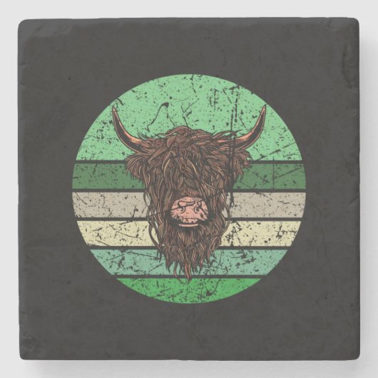 スコティッシュハイランドカウグ ストーンコースター (正面)