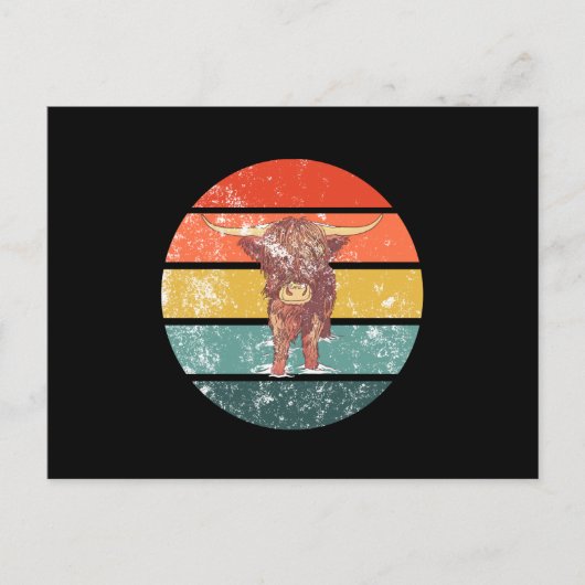 スコティッシュハイランドカウズレトロ ポストカード (正面)