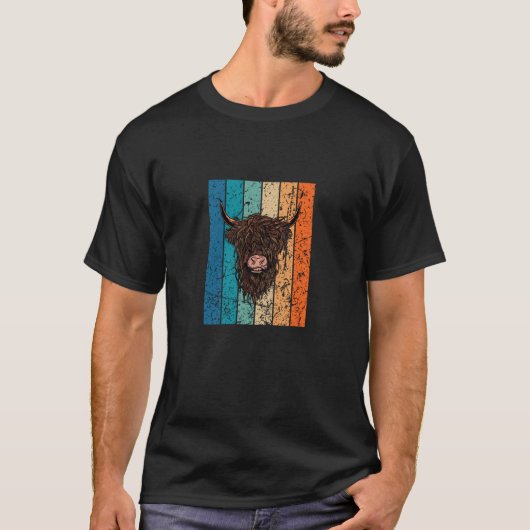 スコティッシュハイランドカウズレトロ Tシャツ (正面)