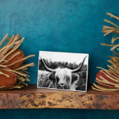 スコティッシュハイランドカウブラック&ホワイトボ素朴ホ フォトプラーク (側面)