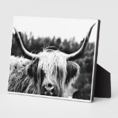 スコティッシュハイランドカウブラック&ホワイトボ素朴ホ フォトプラーク (側面)