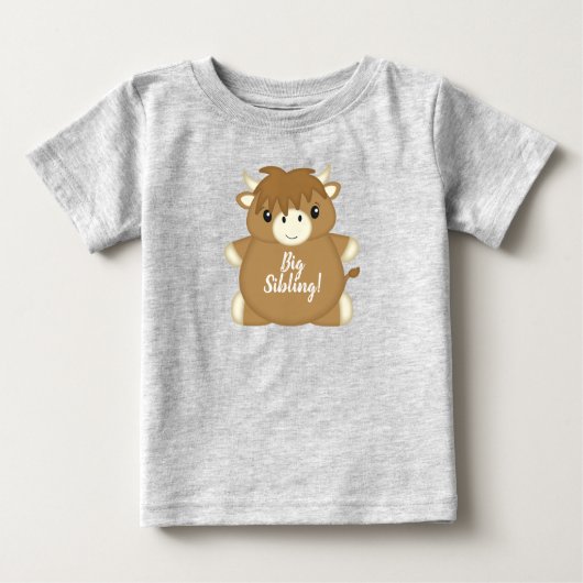 スコティッシュハイランドカウベビーシャワーグリーン ベビーTシャツ (正面)