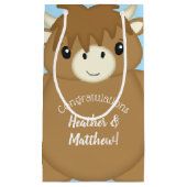 スコティッシュハイランドカウベビーシャワーブルー スモールペーパーバッグ (正面)