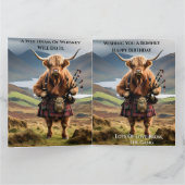 スコティッシュハイランドカウベーパイパー、ビッグ誕生日カード カード (内部)