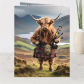 スコティッシュハイランドカウベーパイパー、ビッグ誕生日カード カード (裏面)