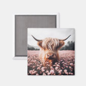 スコティッシュハイランドカウワイルドフラワーフィールド マグネット (正面/裏面)