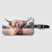 スコティッシュハイランドカウワイルドフラワーフィールド ラゲッジタグ (正面横)