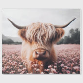スコティッシュハイランドカウワイルドフラワーフィールド ラッピングペーパー (フラット)