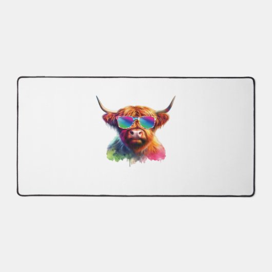 スコティッシュハイランドカラフル牛 デスクマット (正面)